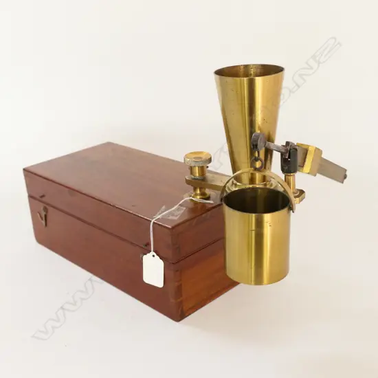 LACQUERED BRASS CHONDRONMETER (GRAIN SCALE) BY BRYAN CORCORAN, 31 MARK LANE, LONDON, No.1128,  IN MAHOIG CASE